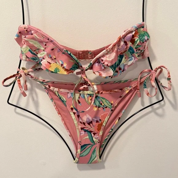 Zimmerman Floral Print Strapless Bikini Swimsuit Size 0 #Lux-A - Picture 3 of 6